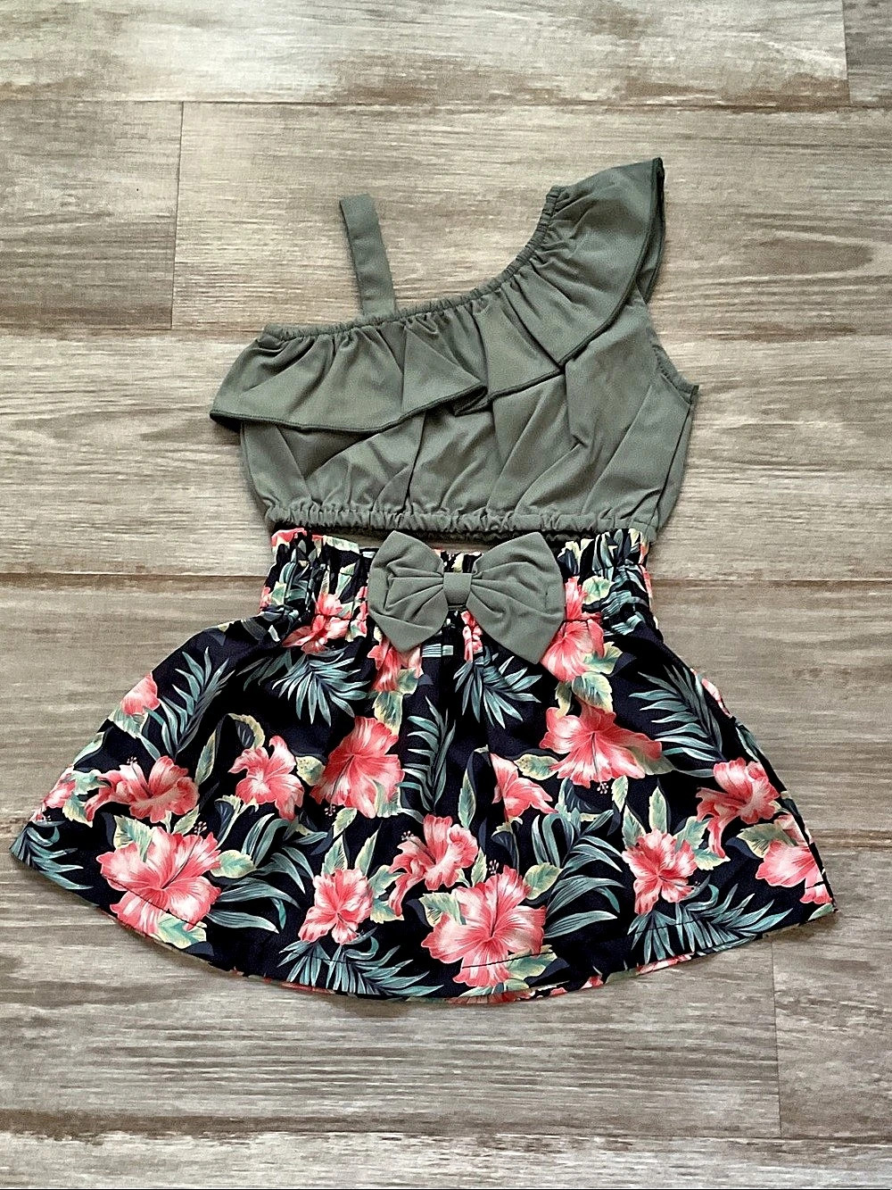 Girls Floral Two-Piece Dress